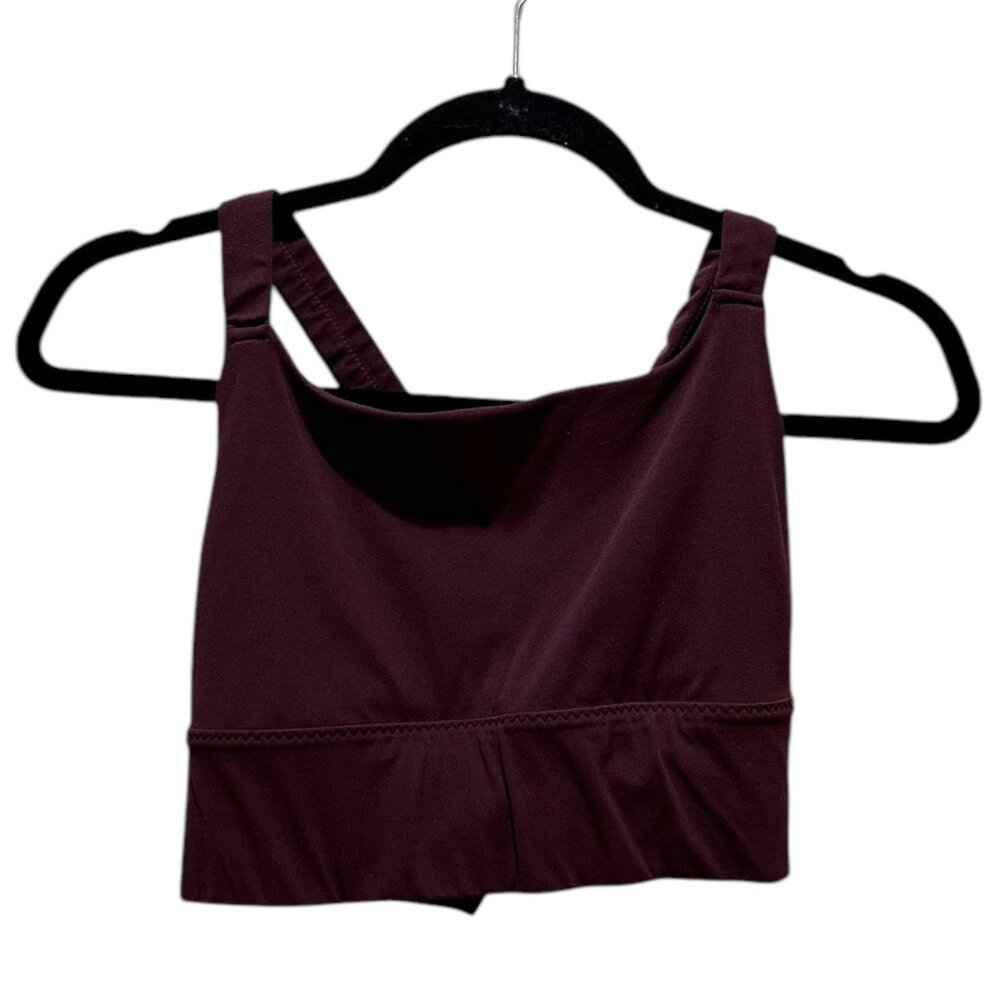 Athleta Maroon Square Neck Criss Cross Back Sports Bra